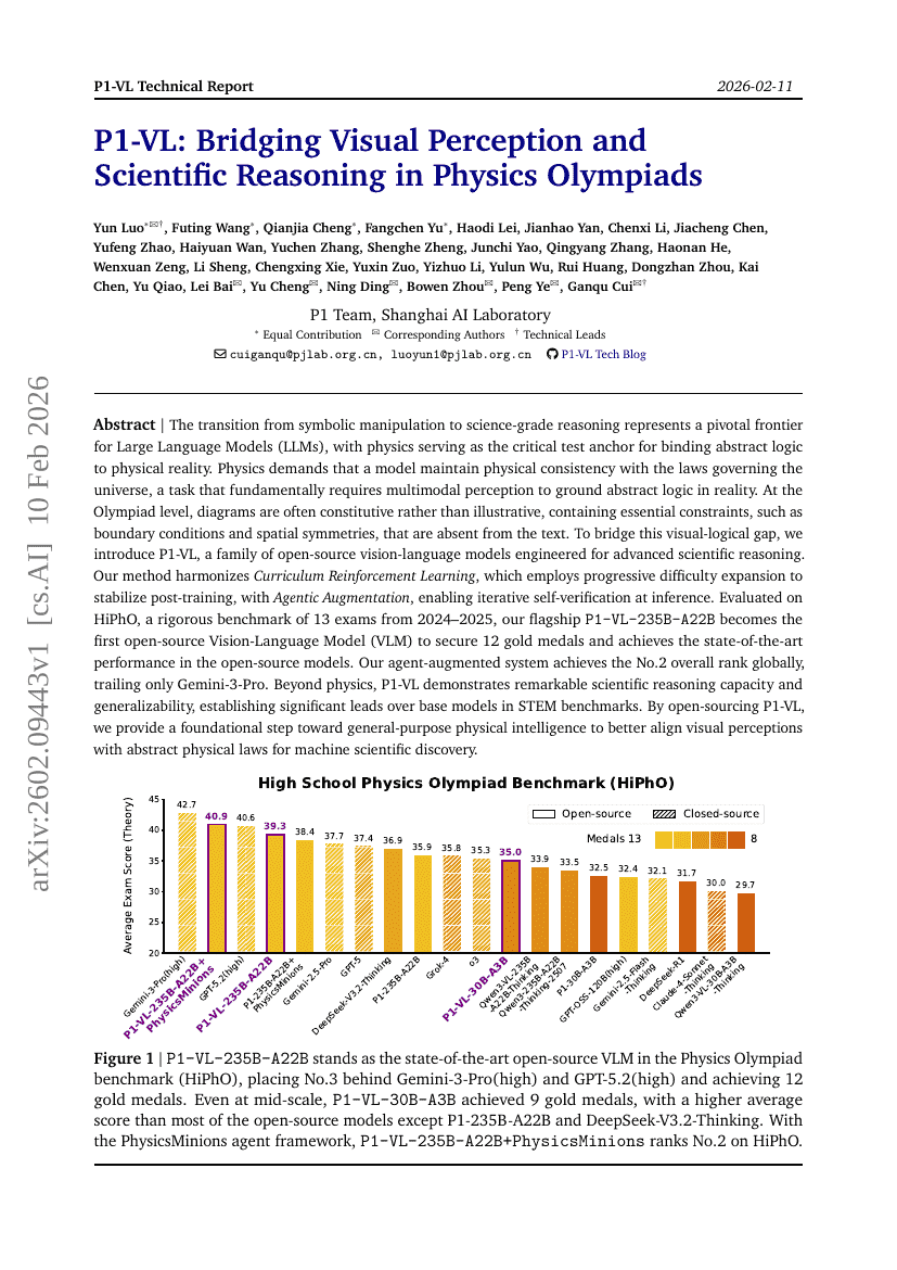 P1-VL：连接视觉感知与物理奥赛中的科学推理