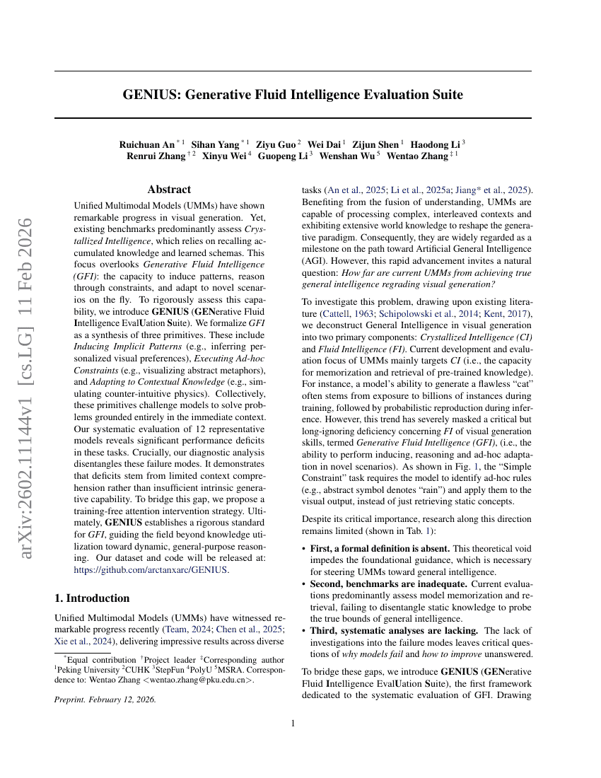 GENIUS : Suite d'évaluation de l'intelligence fluide générative