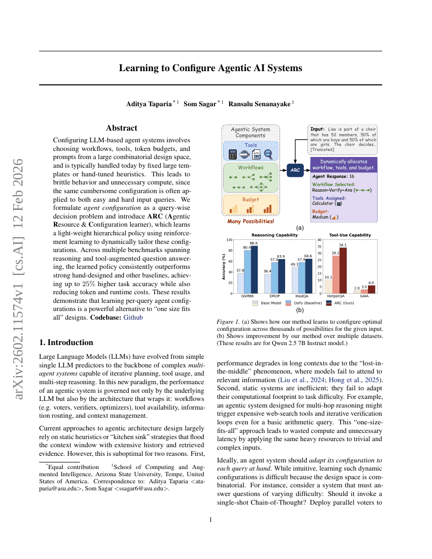 Learning to Configure Agentic AI Systems