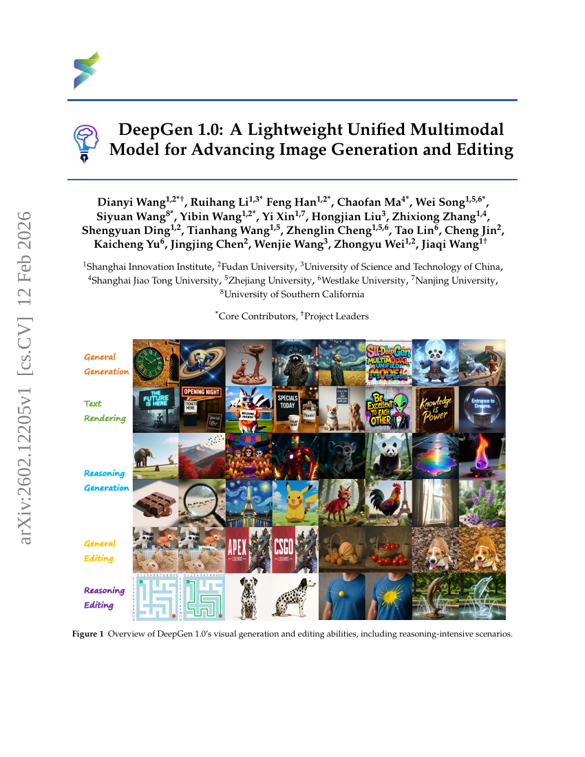 DeepGen 1.0: A Lightweight Unified Multimodal Model for Advancing Image Generation and Editing