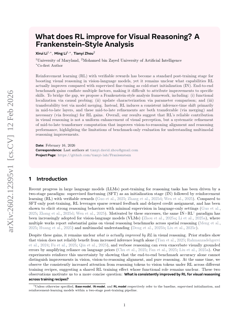 What does RL improve for Visual Reasoning? A Frankenstein-Style Analysis