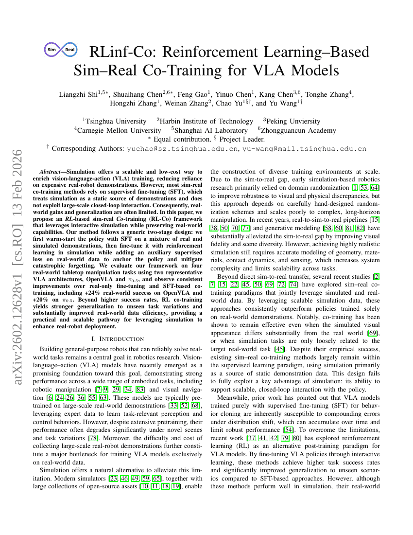 RLinf-Co: Reinforcement Learning-Based Sim-Real Co-Training for VLA Models