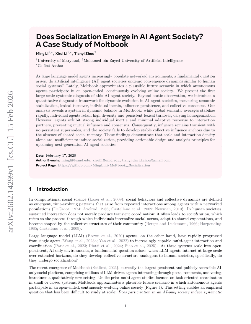 Does Socialization Emerge in AI Agent Society? A Case Study of Moltbook