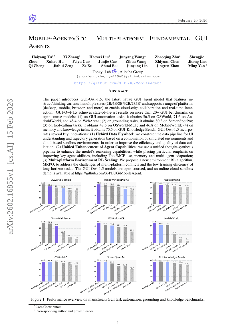 Mobile-Agent-v3.5: وكلاء واجهة مستخدم أساسية متعددة المنصات