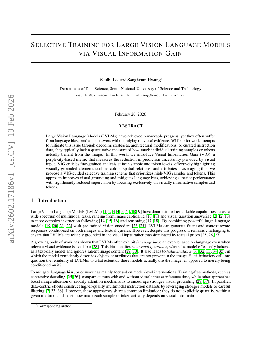 التدريب المُختَصّ للنماذج الكبيرة الرؤية-اللغوية عبر مكسب المعلومات البصرية
