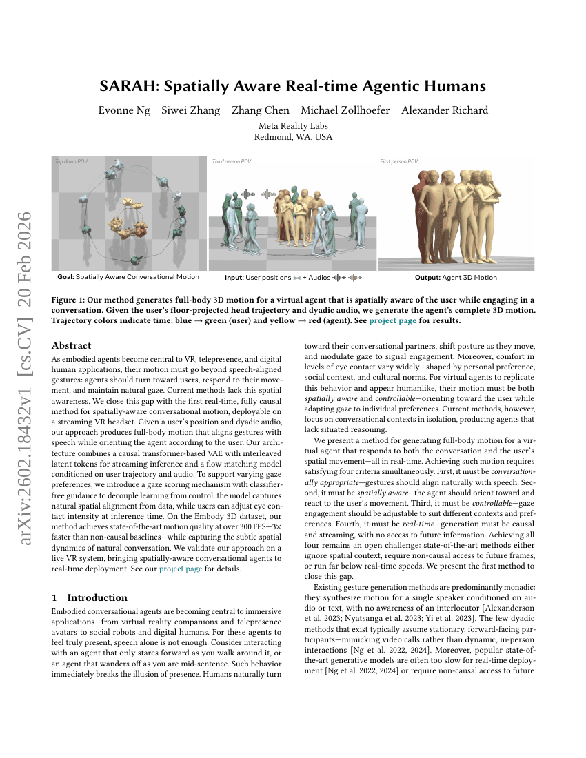 ساراه: بشر وكيلين واعين مكانيًا في الزمن الحقيقي