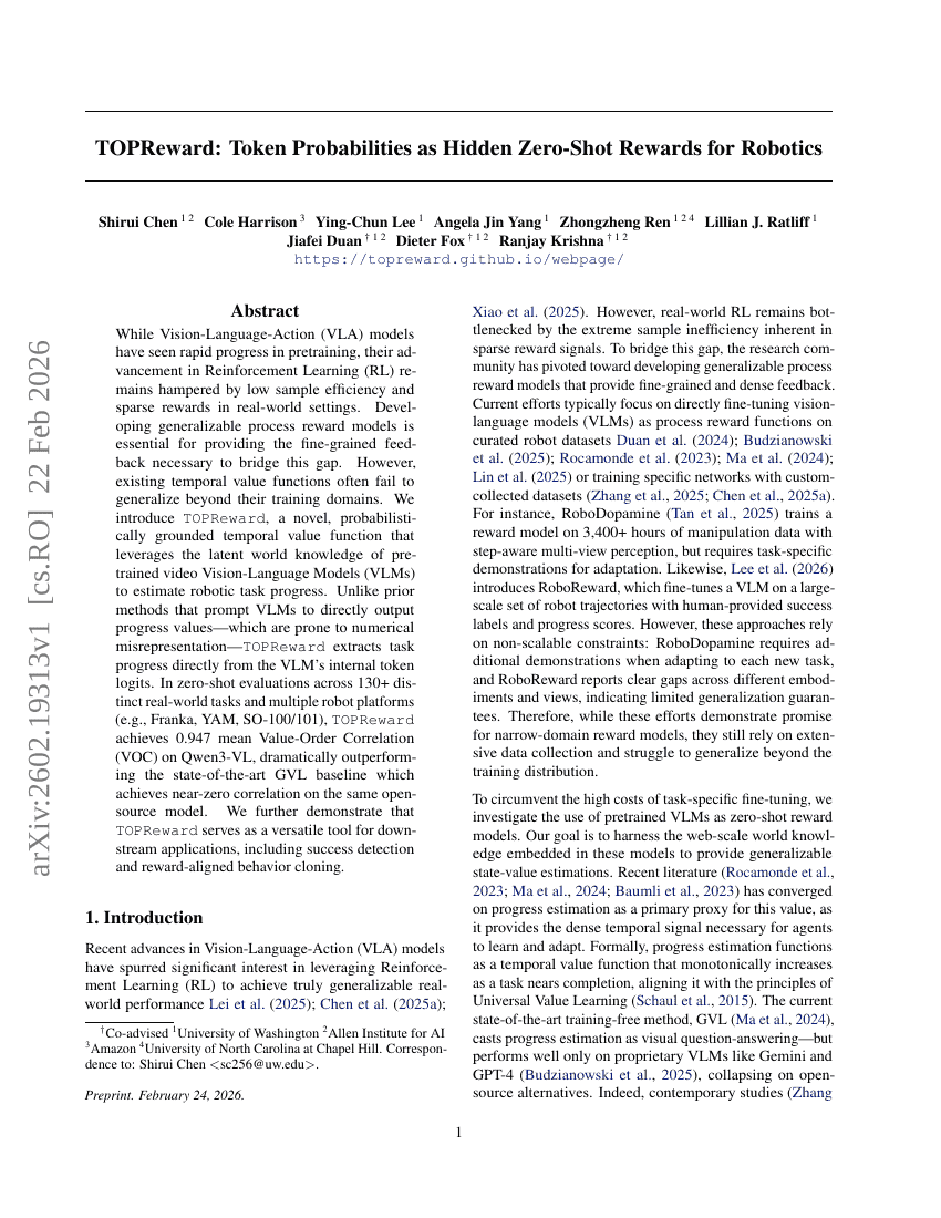 TOPReward: Token Probabilities as Hidden Zero-Shot Rewards for Robotics