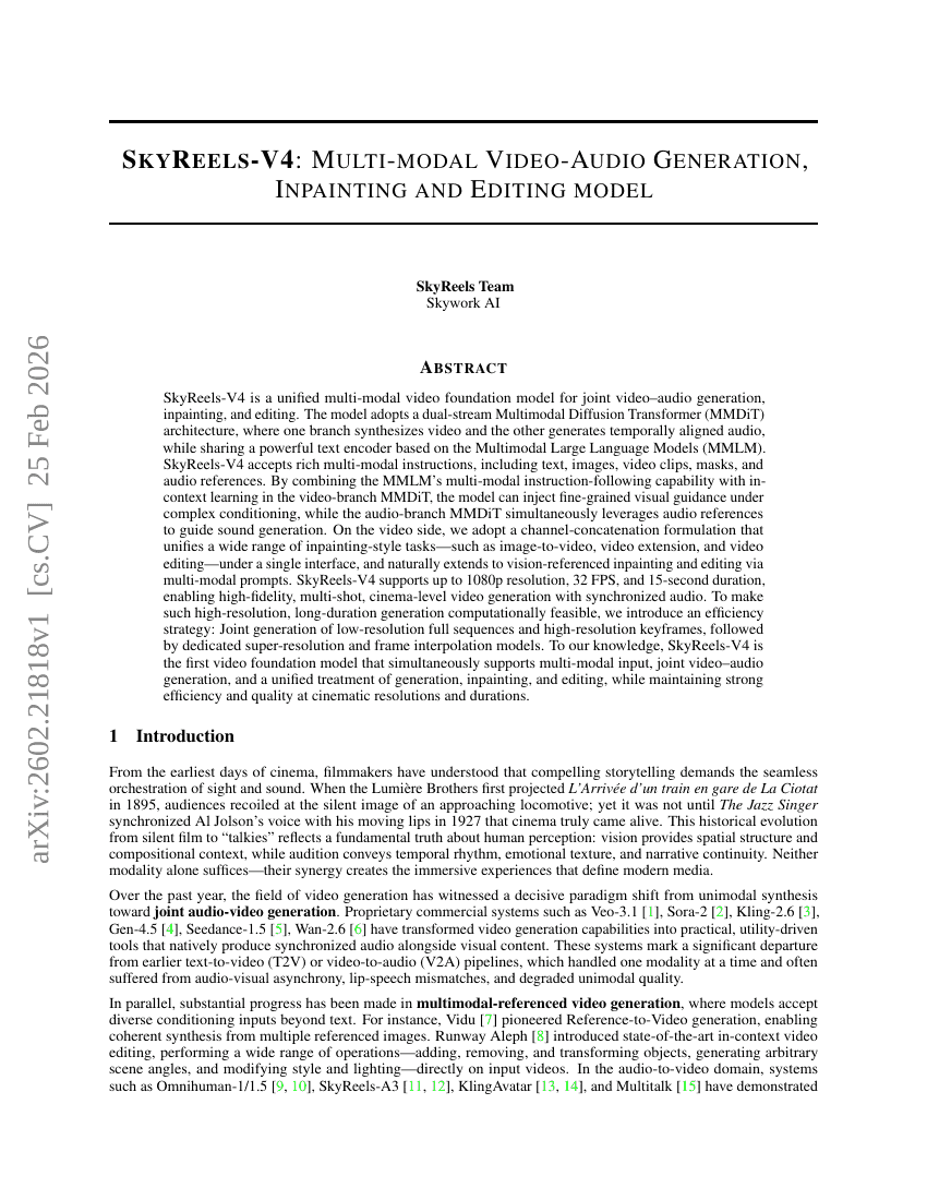 SkyReels-V4: Multi-modal Video-Audio Generation, Inpainting and Editing model