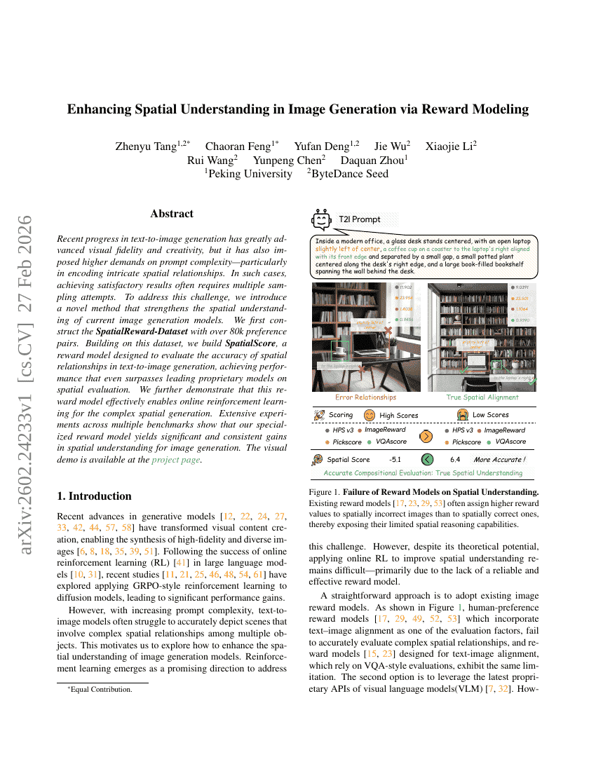 Enhancing Spatial Understanding in Image Generation via Reward Modeling