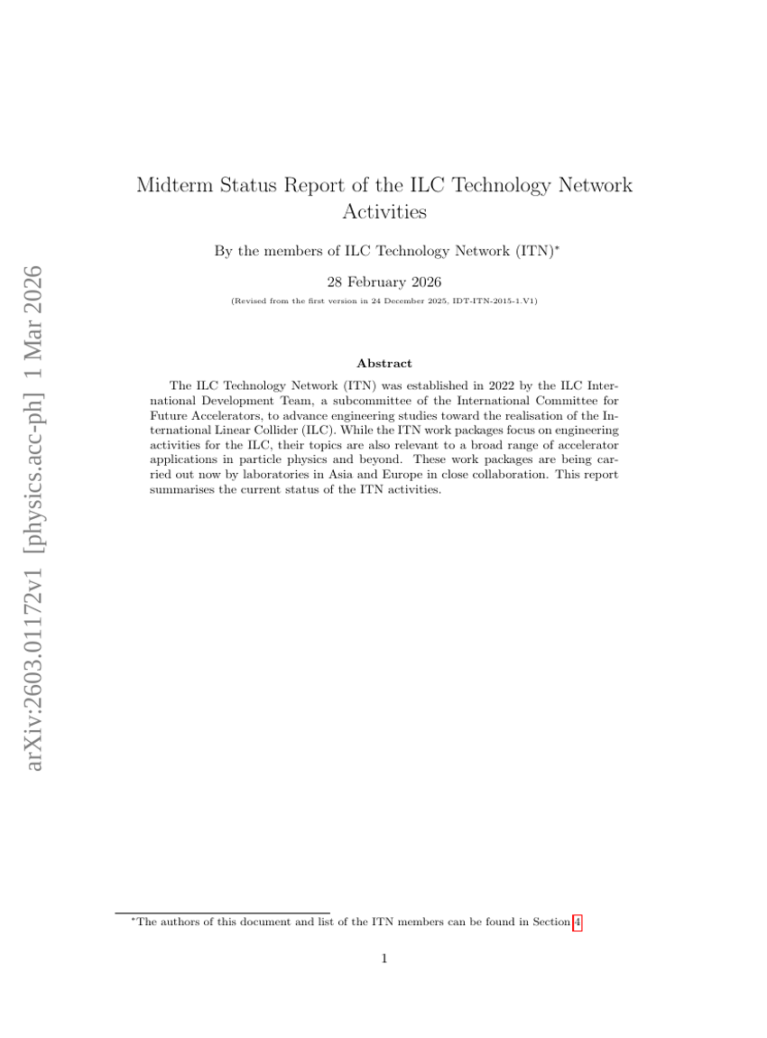 Midterm Status Report of the ILC Technology Network Activities