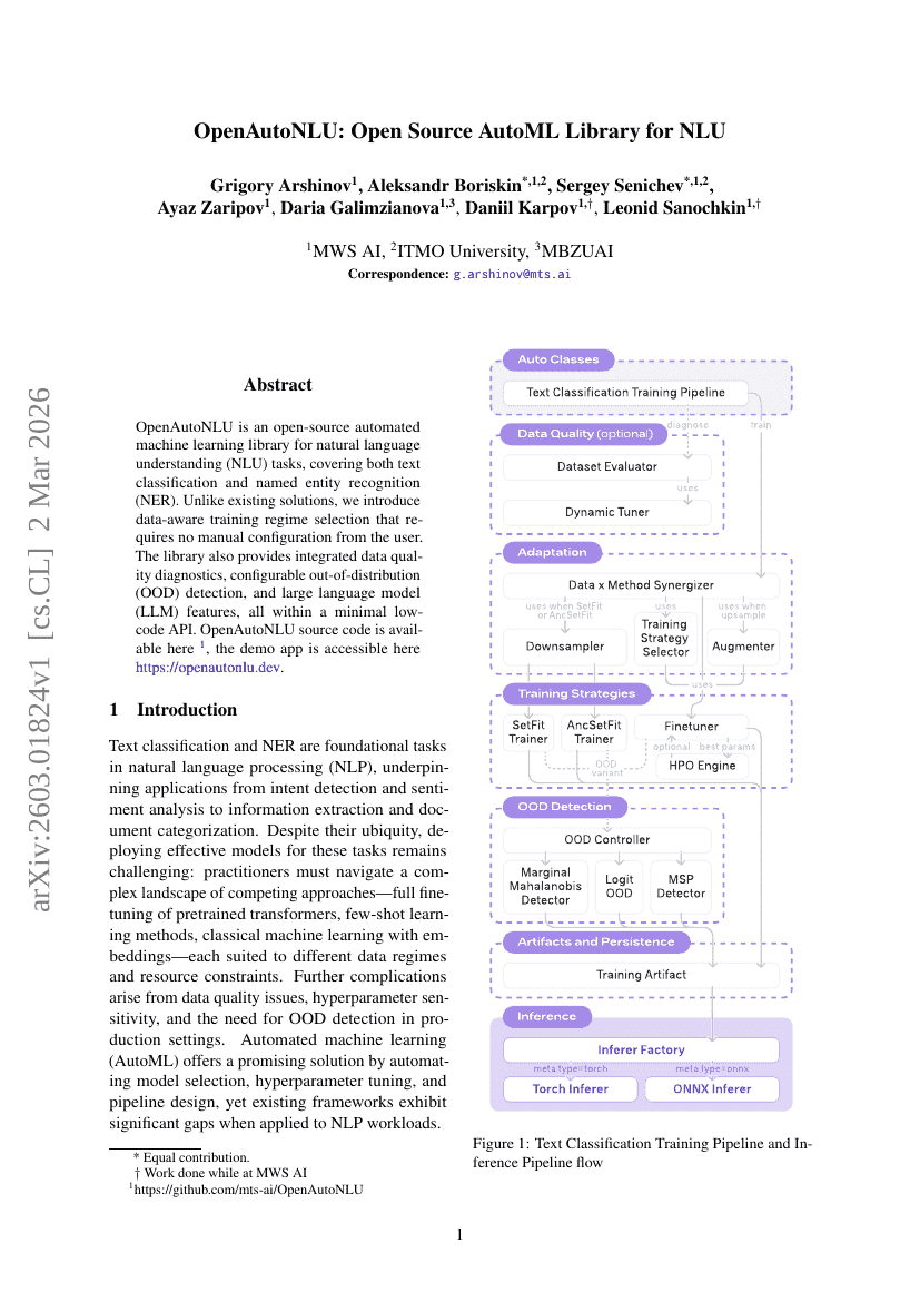 OpenAutoNLU: Open Source AutoML Library for NLU