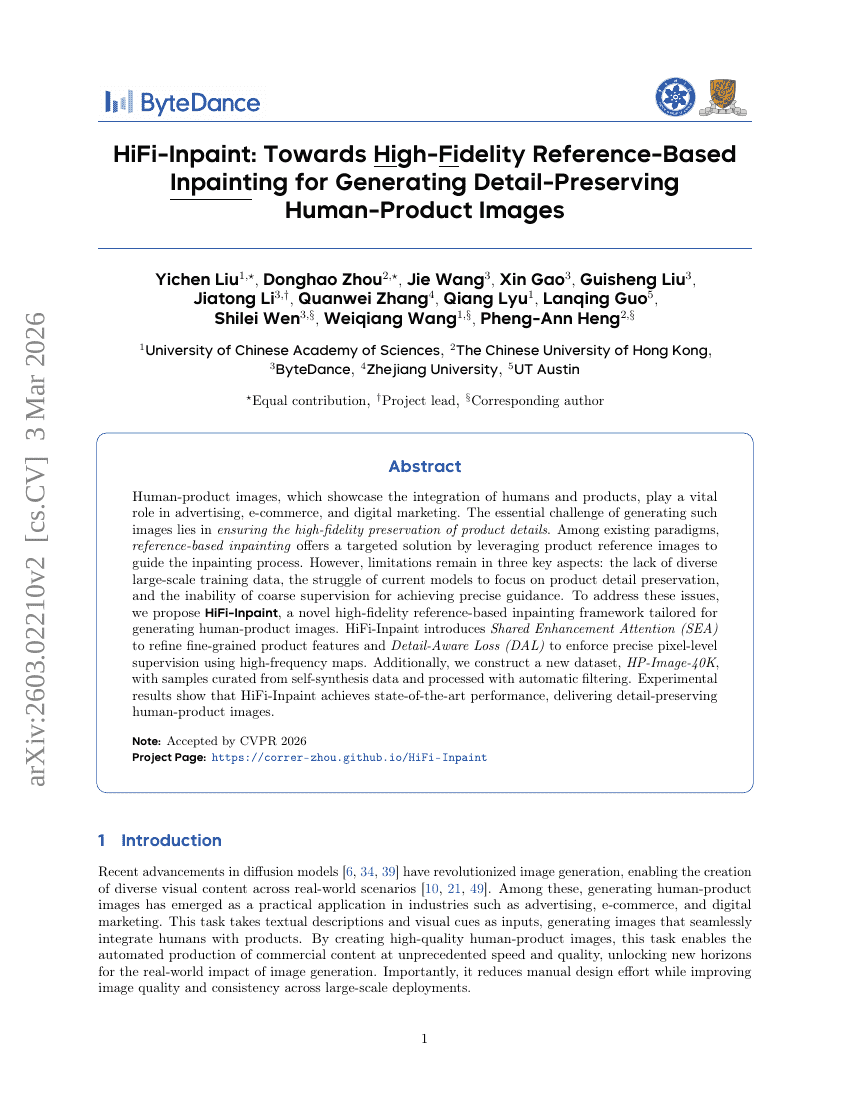 HiFi-Inpaint: Towards High-Fidelity Reference-Based Inpainting for Generating Detail-Preserving Human-Product Images