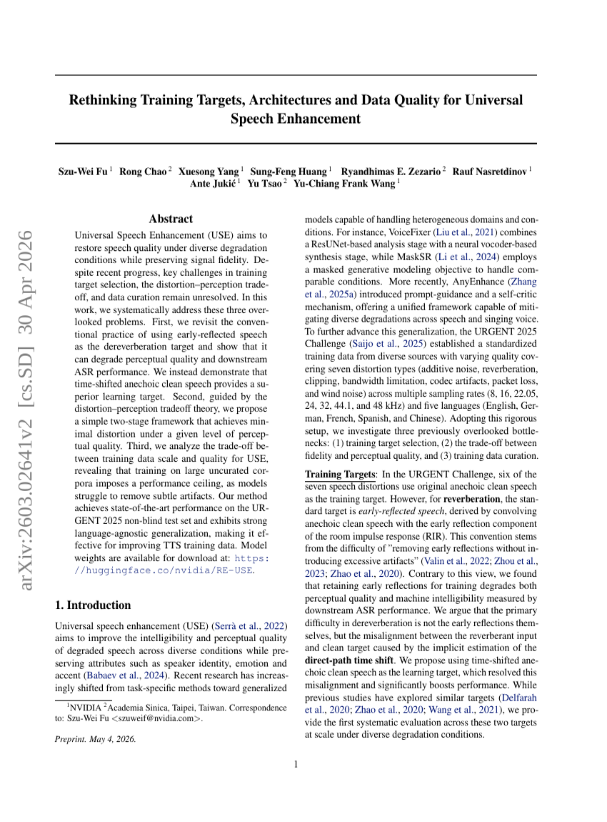 Rethinking Training Targets, Architectures and Data Quality for Universal Speech Enhancement