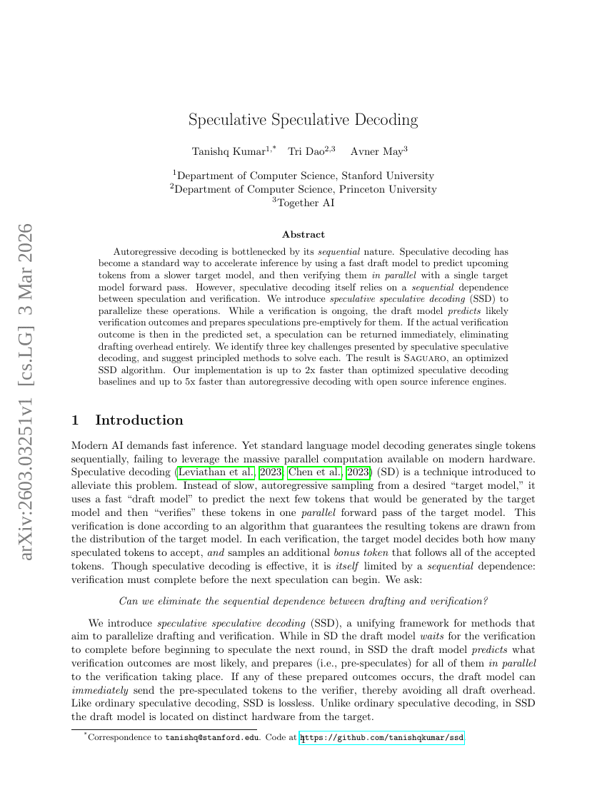 予測的デコード（Speculative Speculative Decoding）