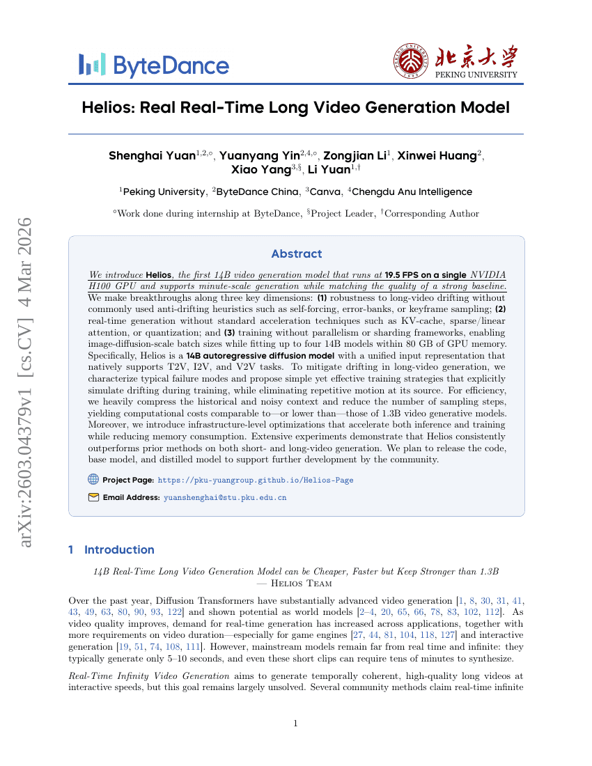 Helios: Real Real-Time Long Video Generation Model
