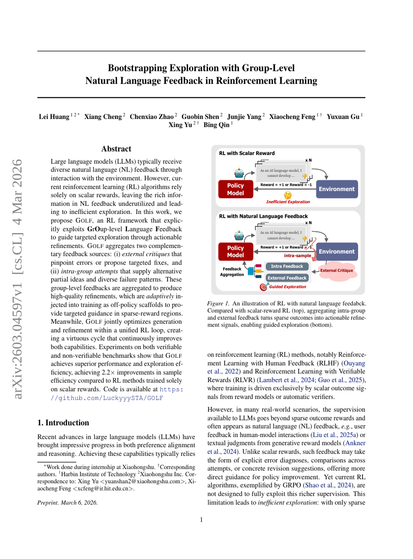 Bootstrapping Exploration with Group-Level Natural Language Feedback in Reinforcement Learning