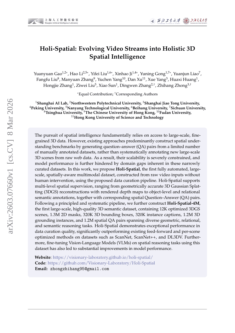 Holi-Spatial: Evolving Video Streams into Holistic 3D Spatial Intelligence