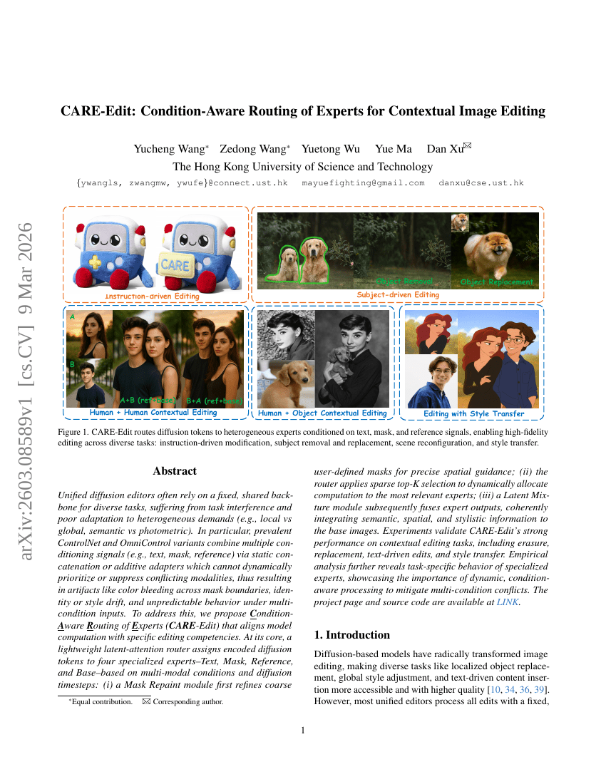 CARE-Edit: Condition-Aware Routing of Experts for Contextual Image Editing