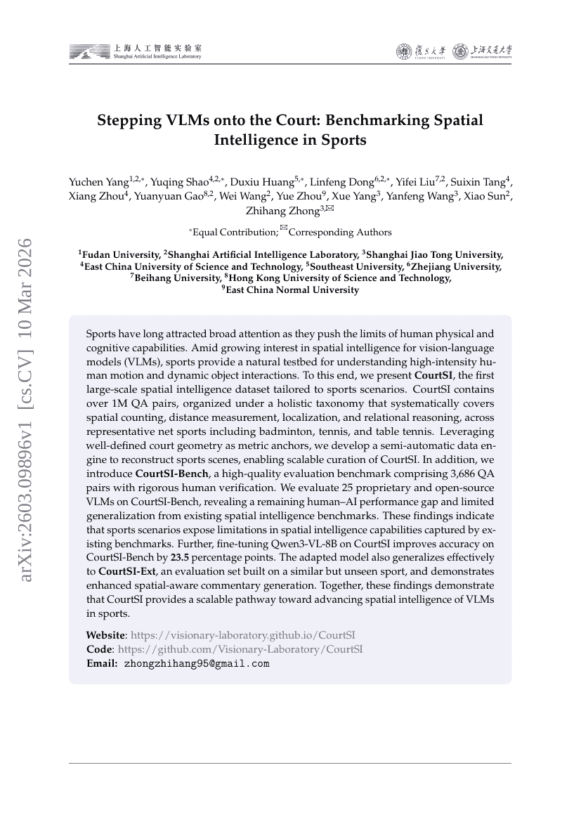 Stepping VLMs onto the Court: Benchmarking Spatial Intelligence in Sports