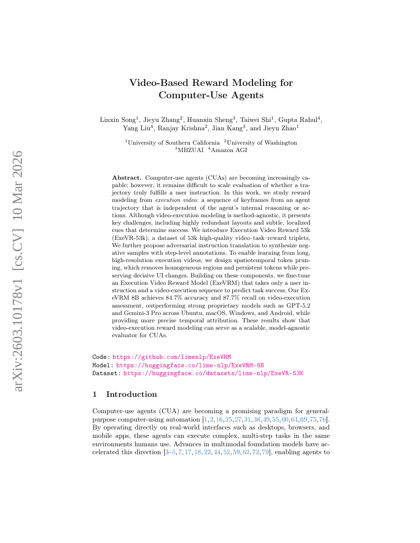 Video-Based Reward Modeling for Computer-Use Agents