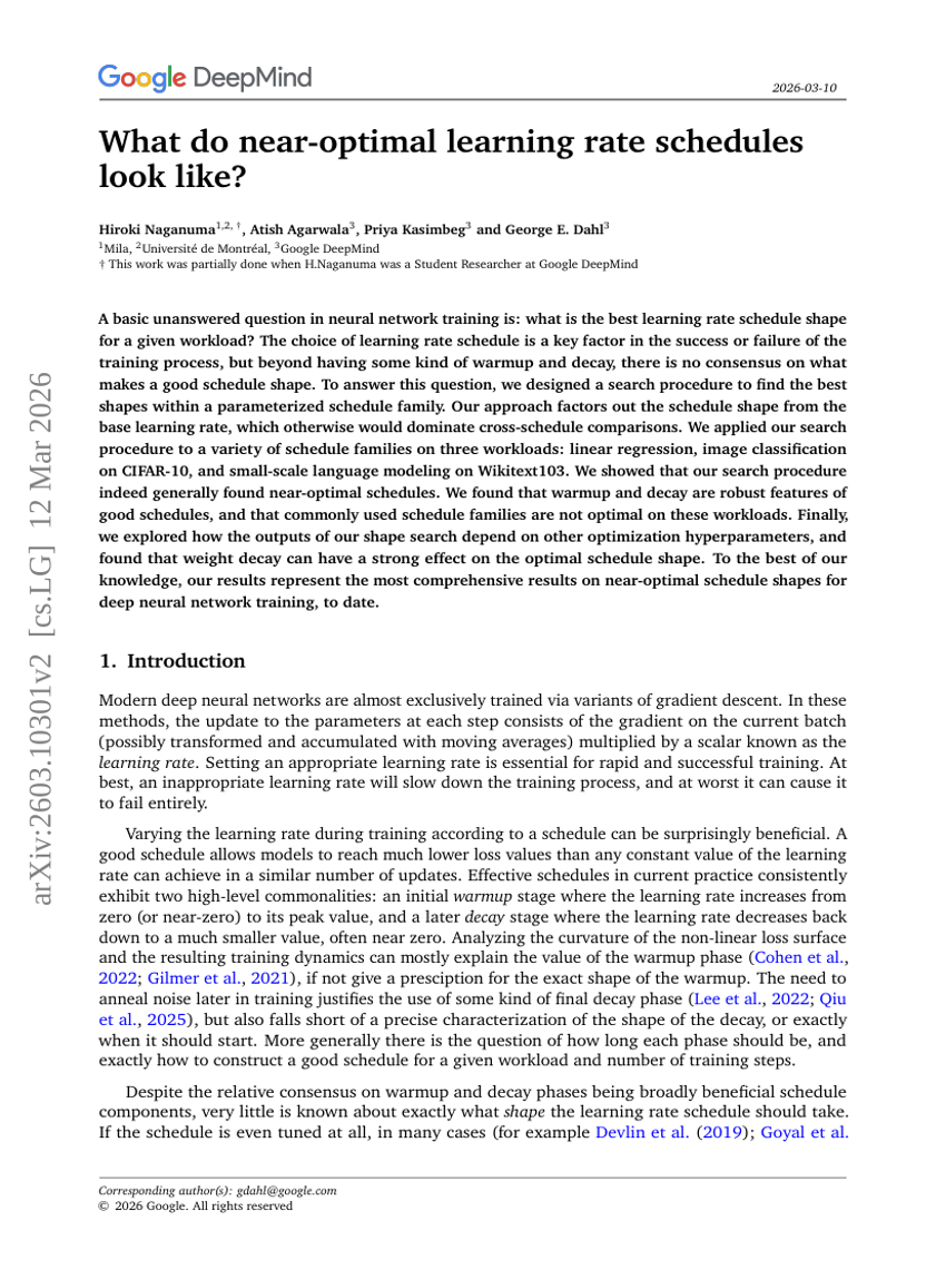 What do near-optimal learning rate schedules look like?