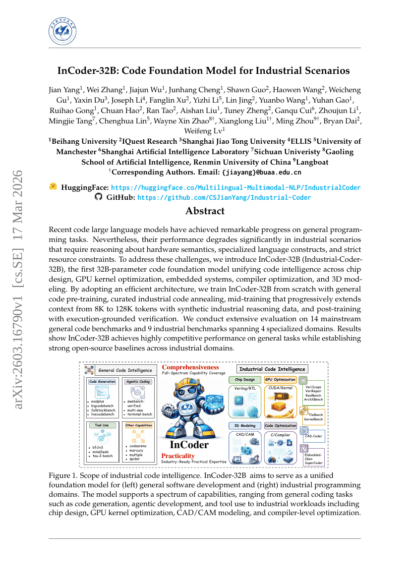 InCoder-32B: Code Foundation Model for Industrial Scenarios