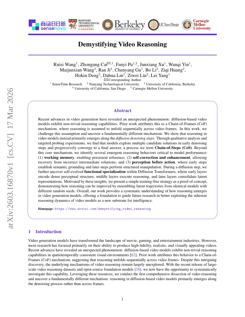 Demystifing Video Reasoning