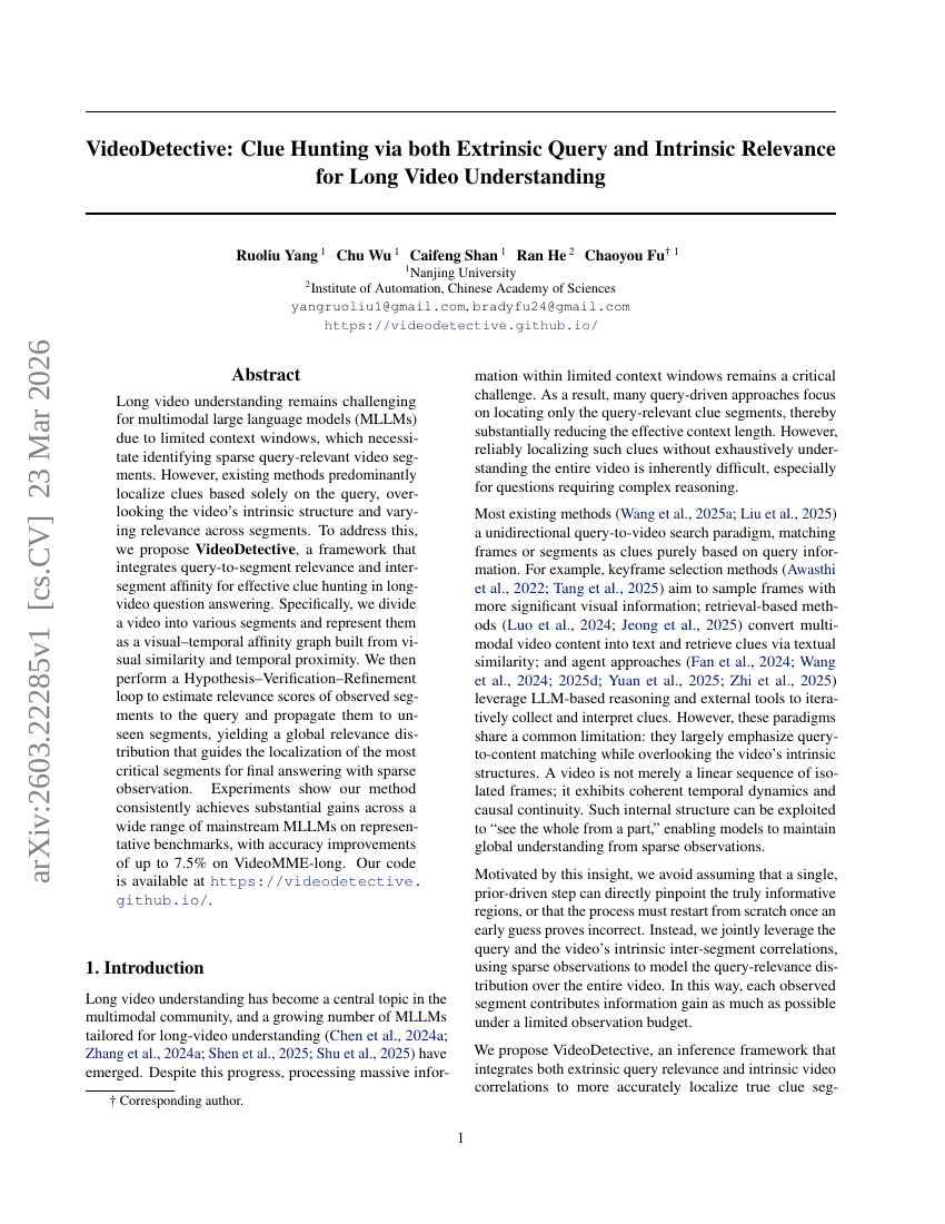 VideoDetective: Clue Hunting via both Extrinsic Query and Intrinsic Relevance for Long Video Understanding