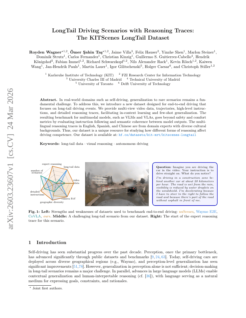 LongTail Driving Scenarios with Reasoning Traces: The KITScenes LongTail Dataset