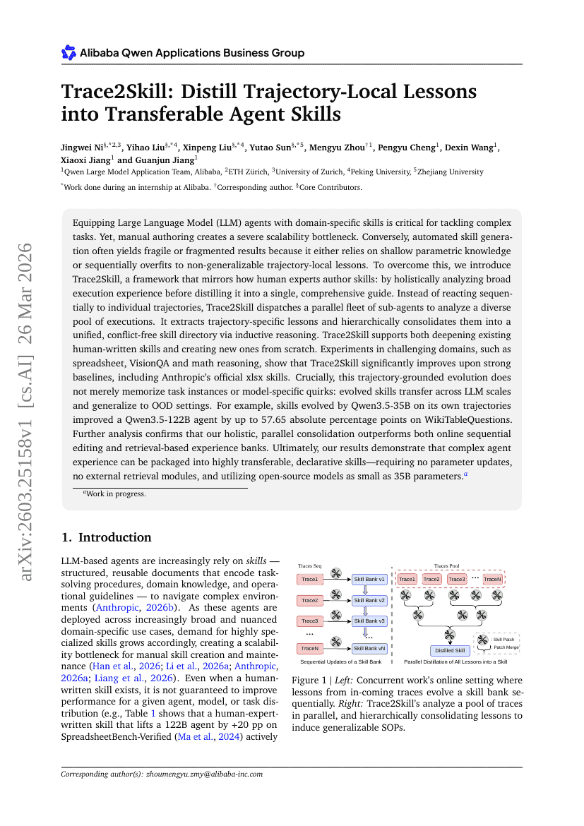 Trace2Skill: Distill Trajectory-Local Lessons into Transferable Agent Skills