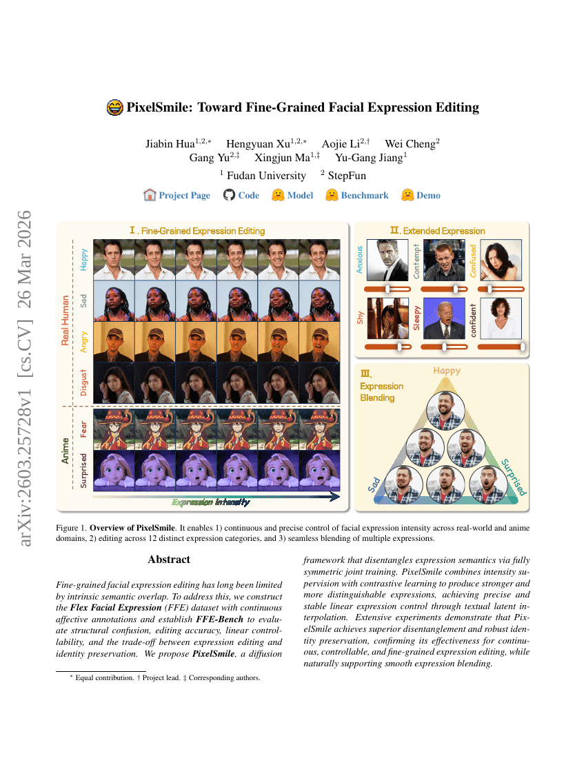 PixelSmile: Toward Fine-Grained Facial Expression Editing