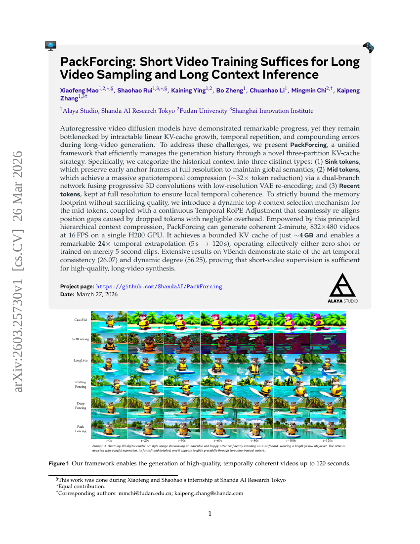 PackForcing: Short Video Training Suffices for Long Video Sampling and Long Context Inference