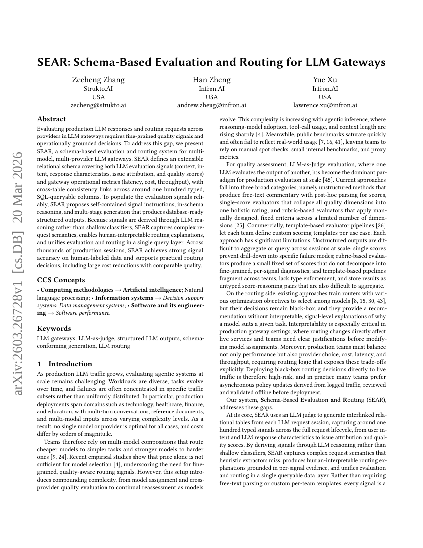 SEAR：基于模式的 LLM 网关评估与路由