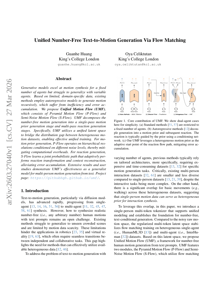 基于流匹配的无数字统一文本到动作生成