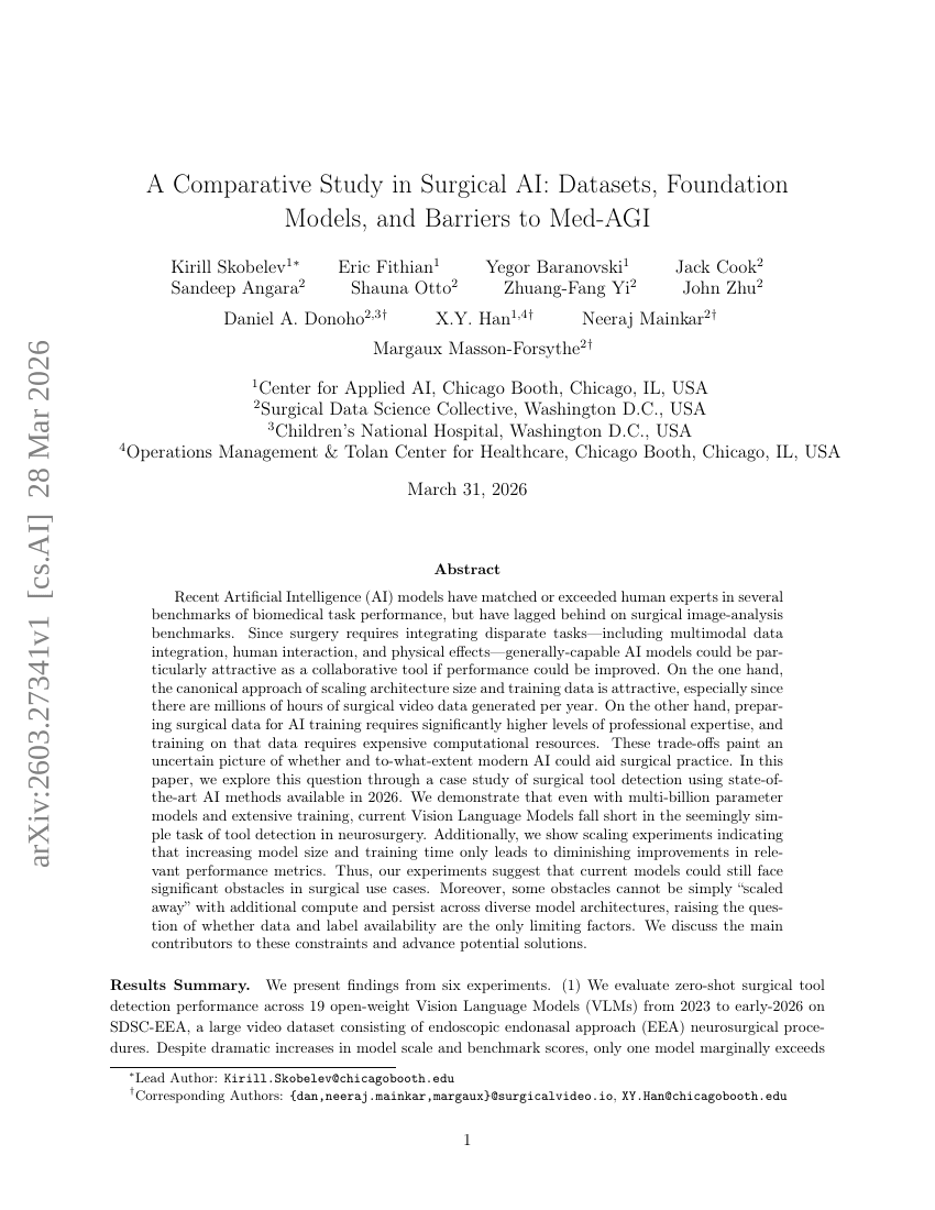 A Comparative Study in Surgical AI: Datasets, Foundation Models, and Barriers to Med-AGI