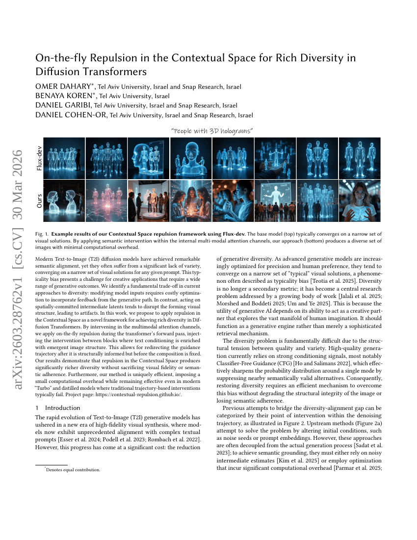 面向扩散 Transformer 中丰富多样性的上下文空间即时排斥机制