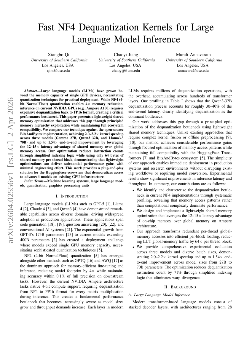 Fast NF4 Dequantization Kernels for Large Language Model Inference