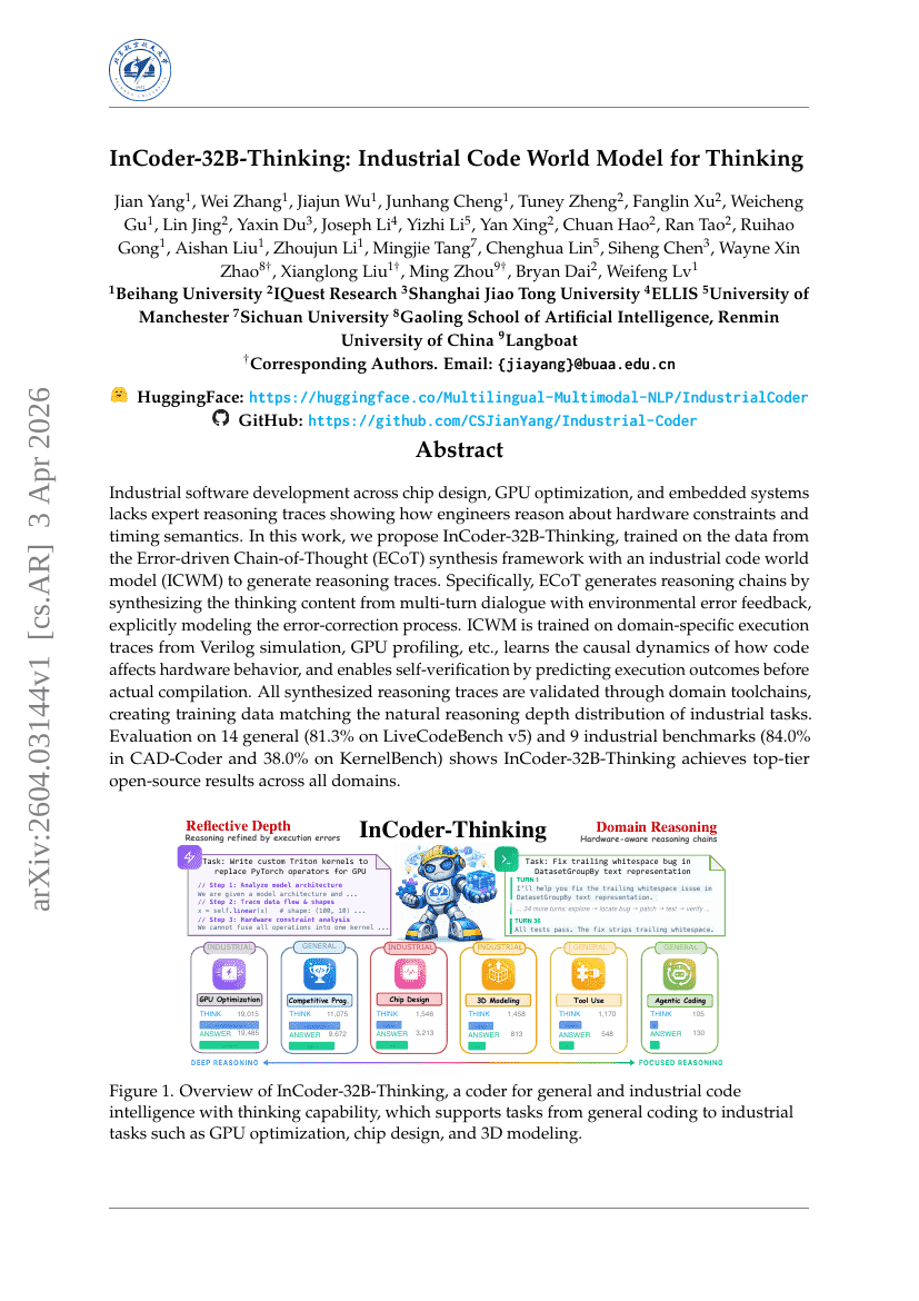 InCoder-32B-Thinking: Industrial Code World Model for Thinking