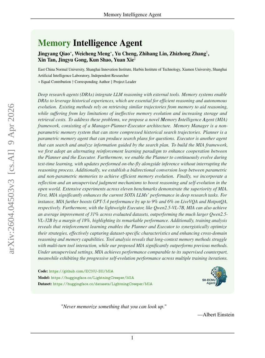 Memory Intelligence Agent