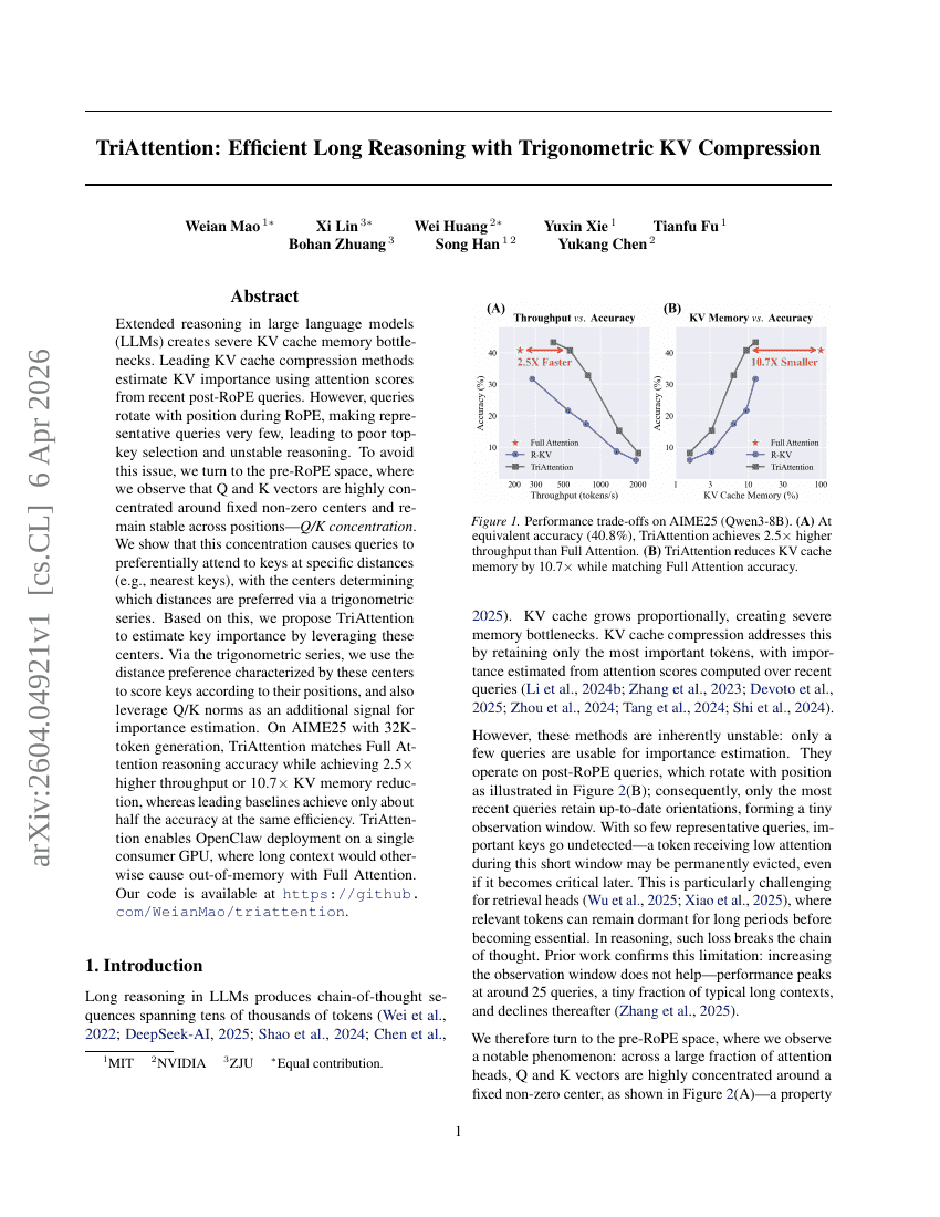 TriAttention: Effiziente lange Reasoning-Prozesse mittels trigonometrischer KV-Compression