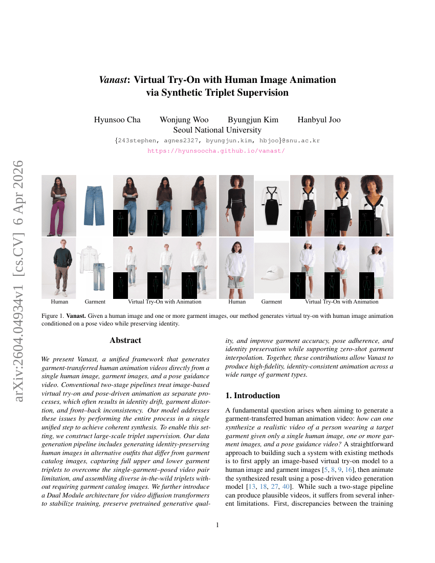 Vanast: Virtual Try-On with Human Image Animation via Synthetic Triplet Supervision