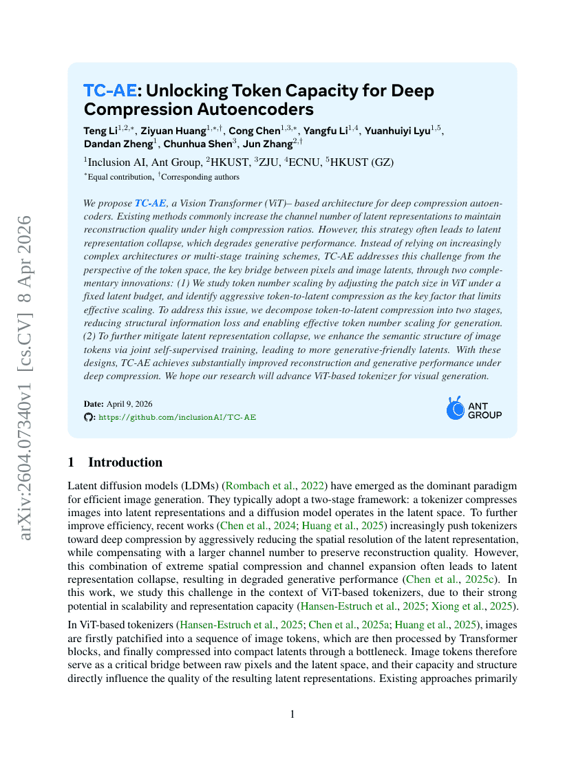 TC-AE: Unlocking Token Capacity for Deep Compression Autoencoders