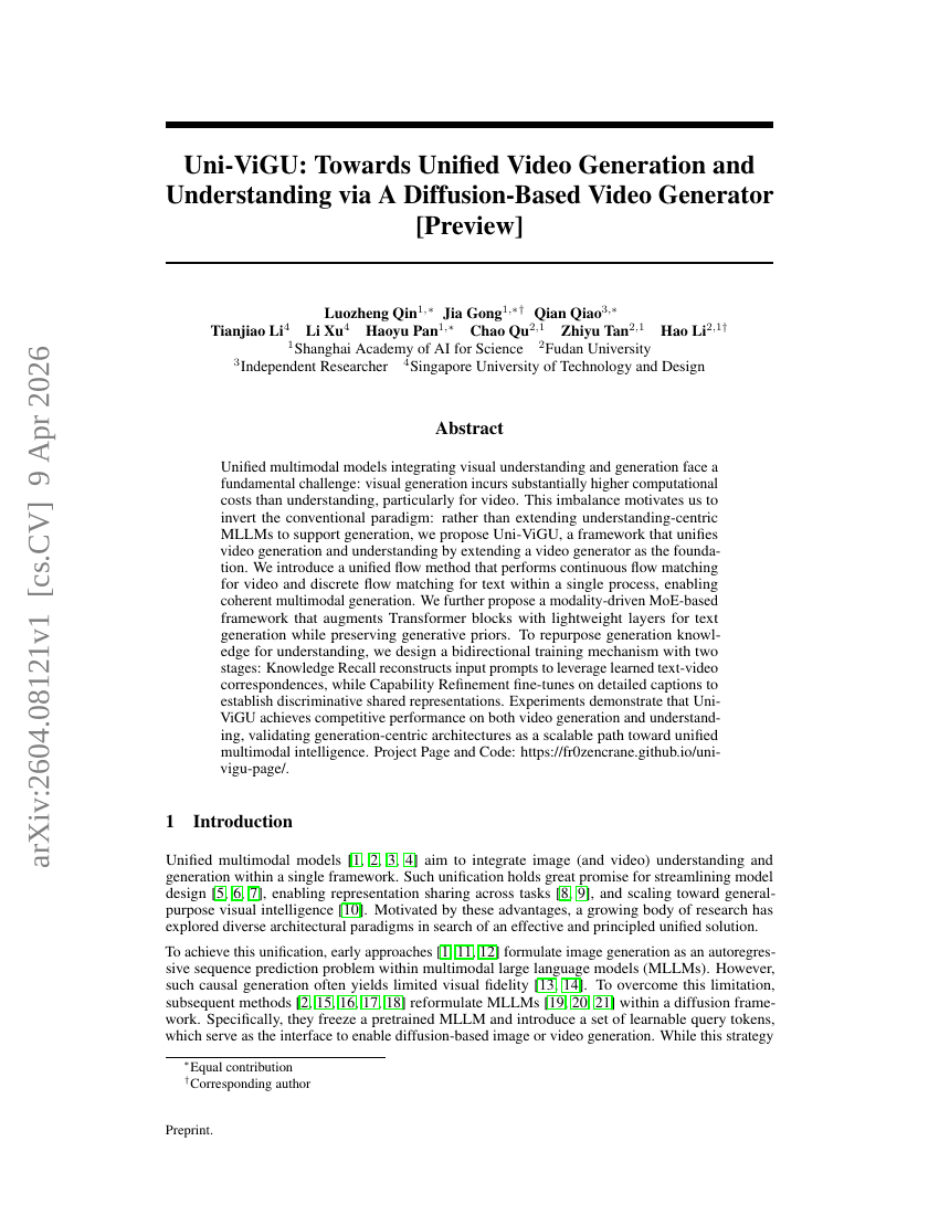 Uni-ViGU: Towards Unified Video Generation and Understanding via A Diffusion-Based Video Generator