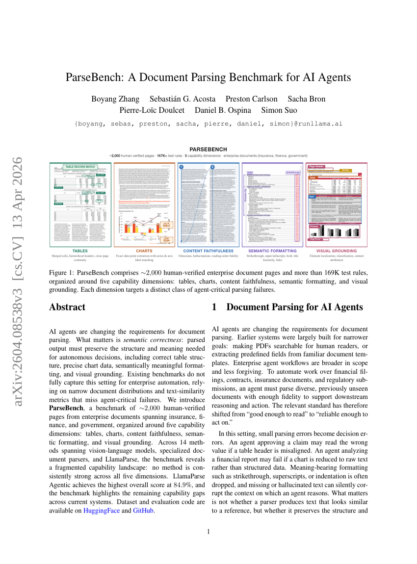 ParseBench: A Document Parsing Benchmark for AI Agents