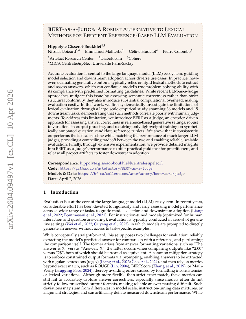 BERT-as-a-Judge: A Robust Alternative to Lexical Methods for Efficient Reference-Based LLM Evaluation