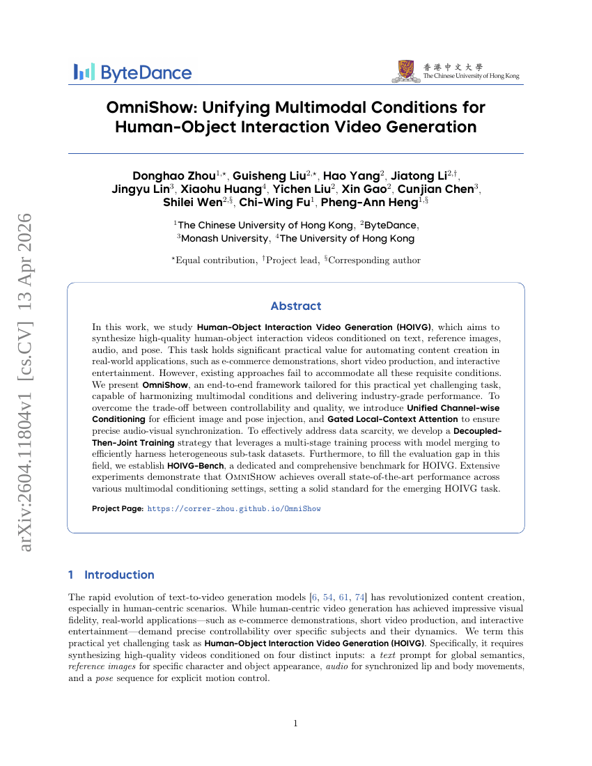 OmniShow: Unifying Multimodal Conditions for Human-Object Interaction Video Generation
