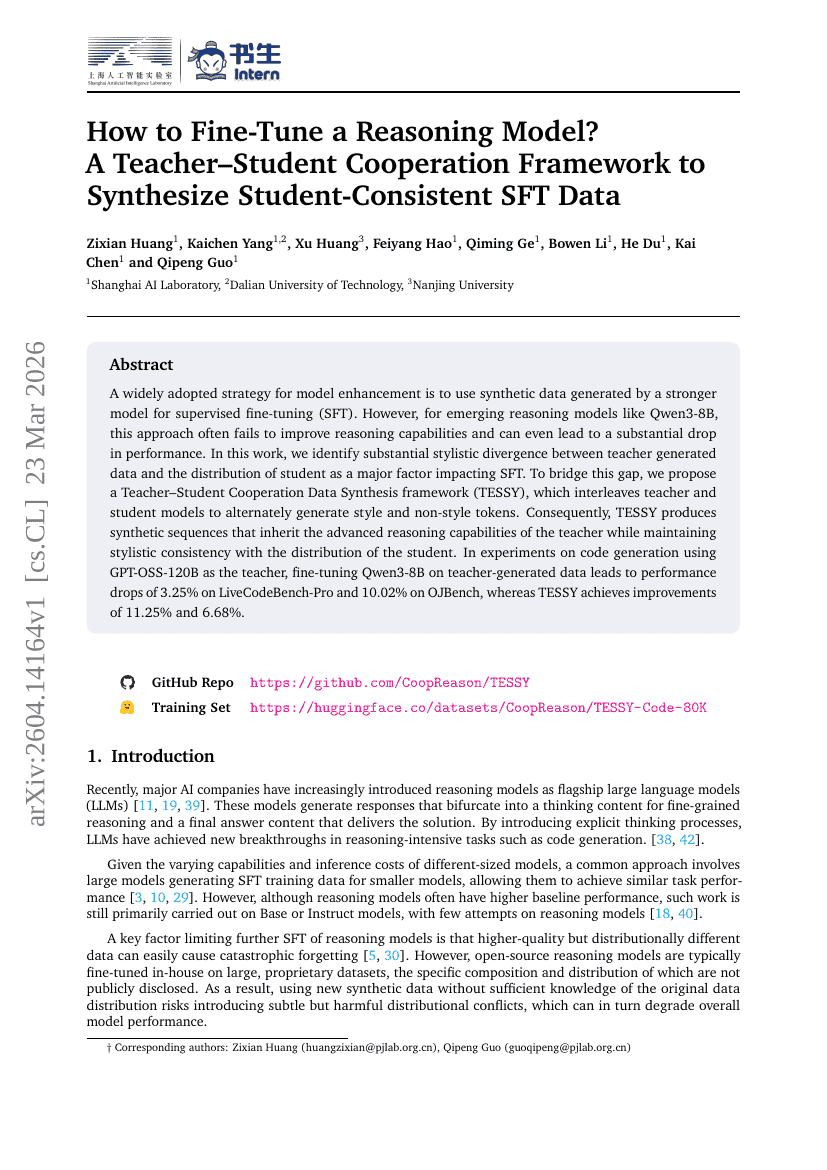 How to Fine-Tune a Reasoning Model? A Teacher-Student Cooperation Framework to Synthesize Student-Consistent SFT Data