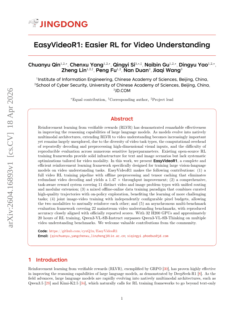 EasyVideoR1: Easier RL for Video Understanding