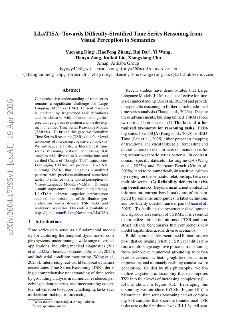 LLaTiSA: Towards Difficulty-Stratified Time Series Reasoning from Visual Perception to Semantics