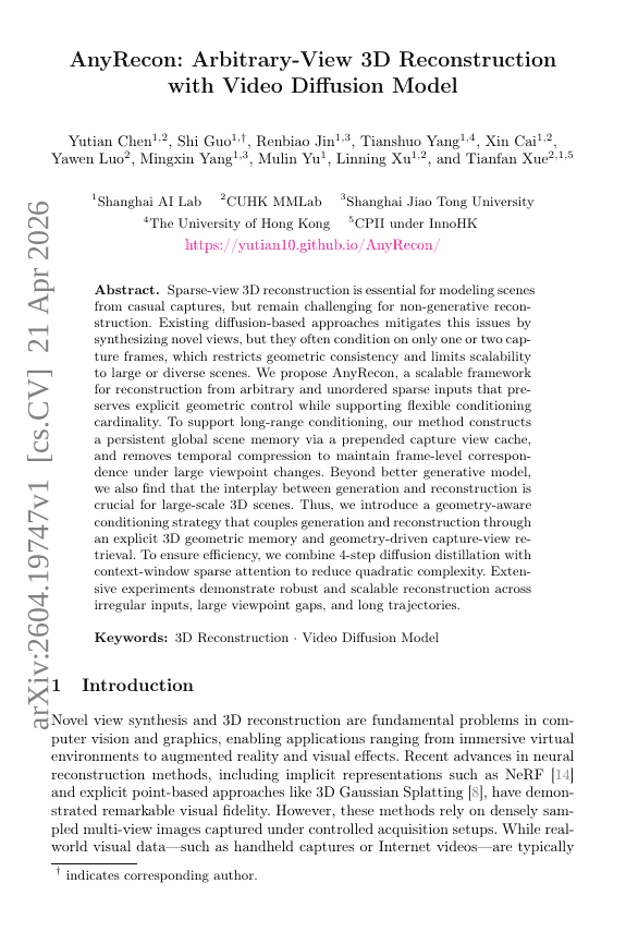 AnyRecon: Arbitrary-View 3D Reconstruction with Video Diffusion Model